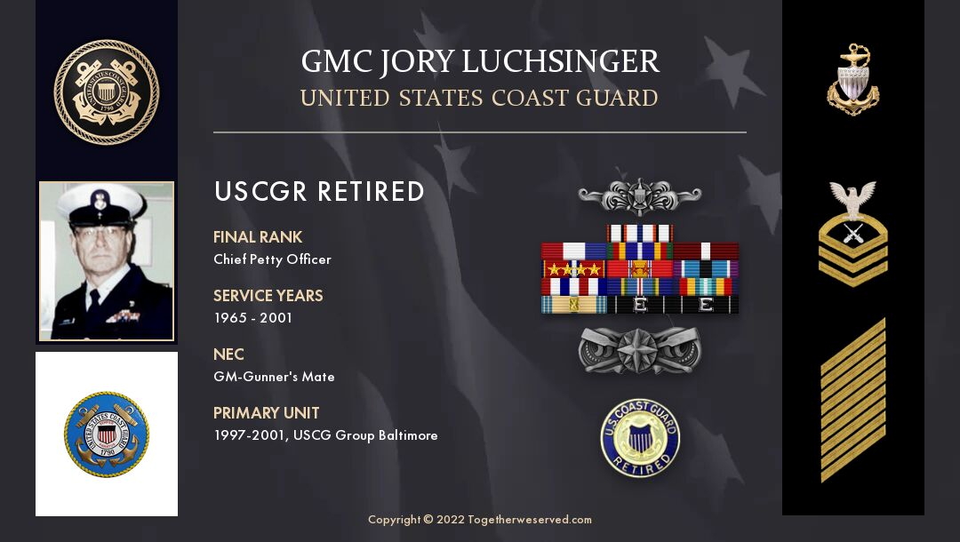 Service Reflections of GMC Jory Luchsinger, U.S. Coast Guard (1965-2001)