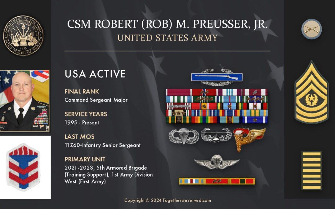 Service Reflections of CSM Robert (Rob) M. Preusser, U.S. Army (1995-Present)