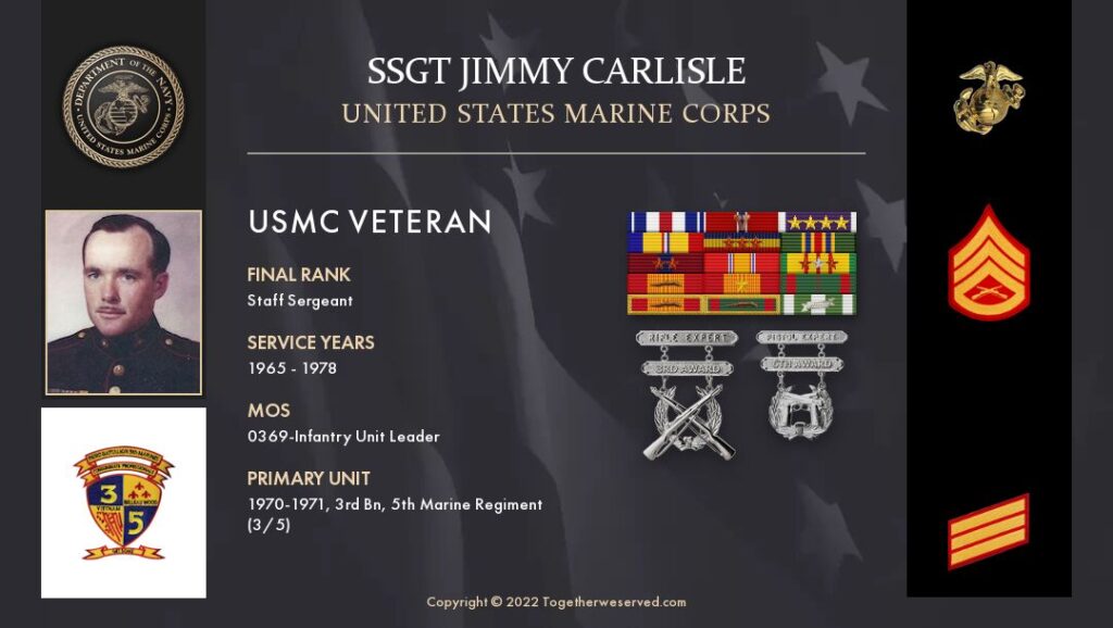 Service Reflections of SSgt Jimmy Carlisle, U.S. Marine Corps (1965-1978)