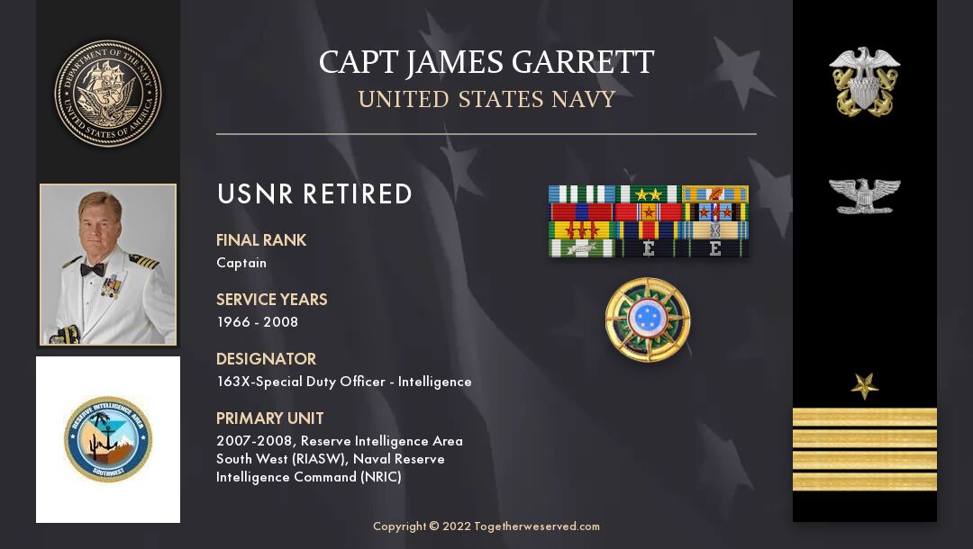 Service Reflections of CAPT James Garrett, U.S. Navy (1966-2008)