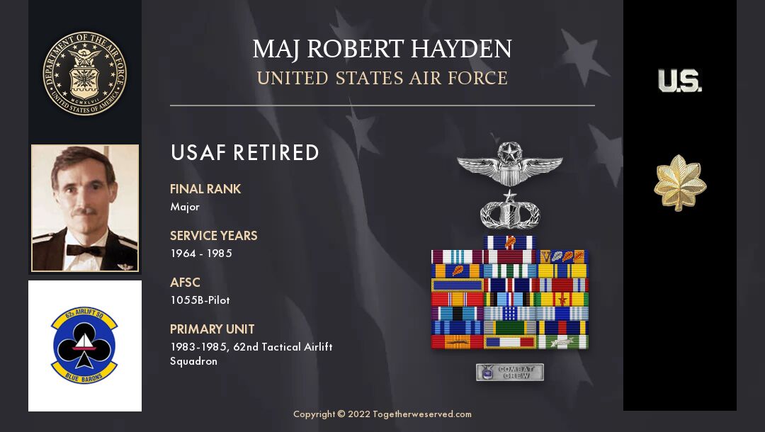 Service Reflections of Maj Robert Hayden, U.S. Air Force (1964-1985)