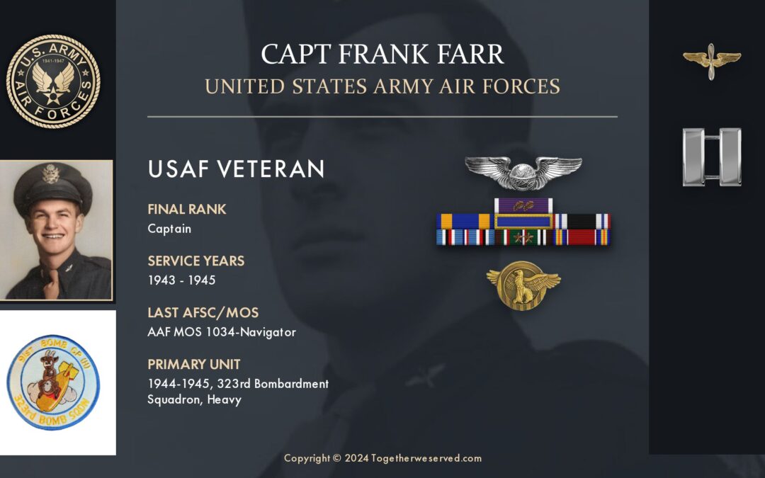 Service Reflections of Capt Frank Farr, U.S. Army Air Corps (1943-1945)