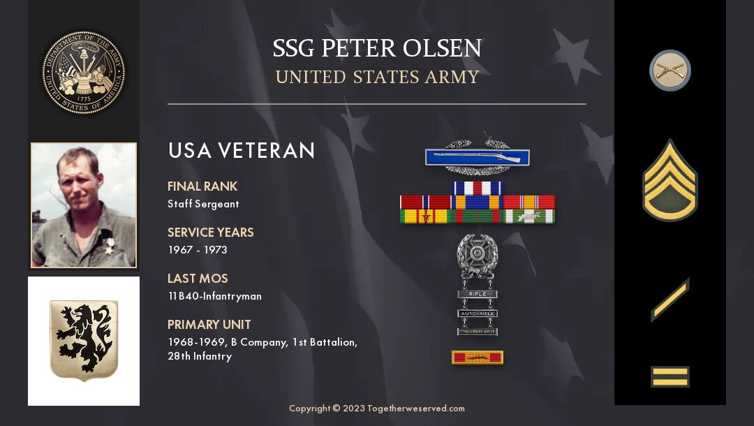 Service Reflections of SSG Peter Olsen, U.S. Army (1967-1973)