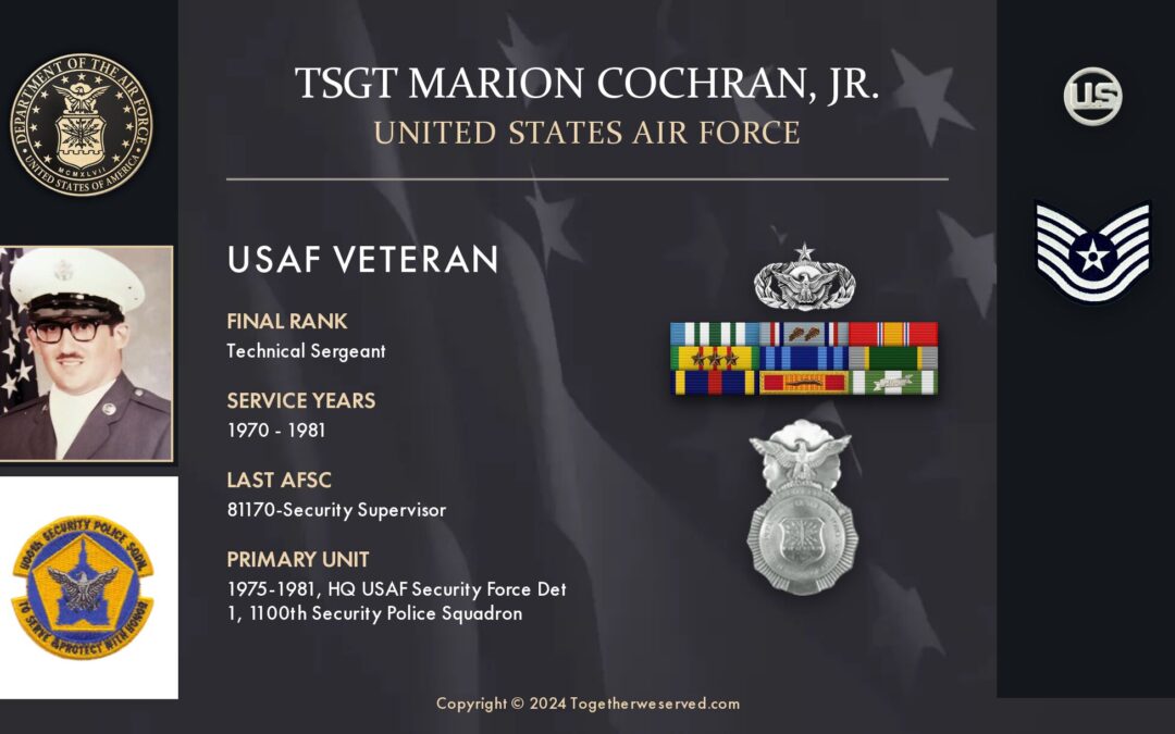 Service Reflections of TSgt Marion Cochran, Jr., U.S. Air Force (1970-1981)