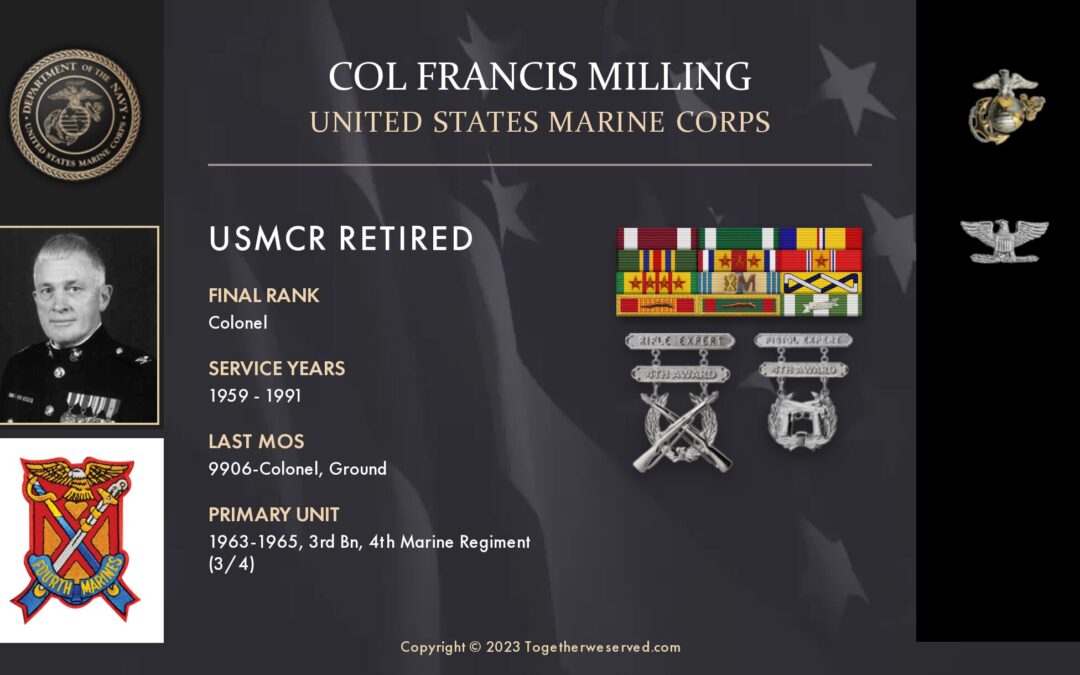 Service Reflections of Col Francis Milling, U.S. Marine Corps (1959-1991)