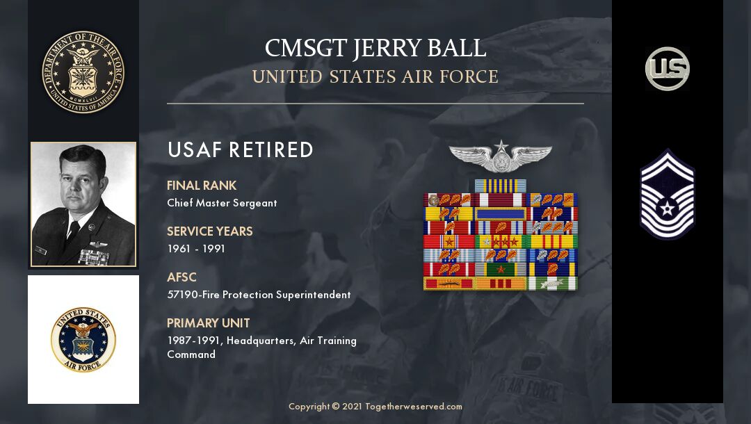 Service Reflections of CMSgt Jerry Ball, U.S. Air Force (1961-1991)