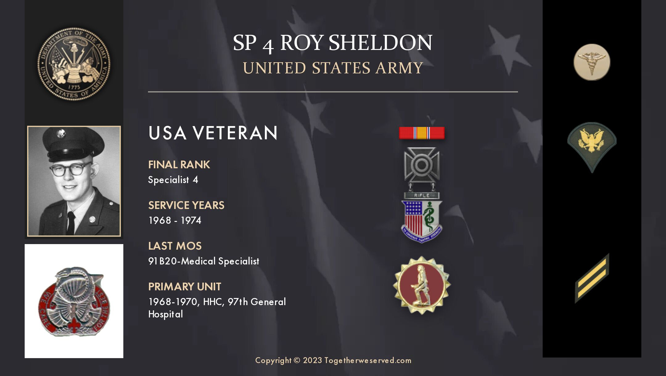 Service Reflections of SP4 Roy Sheldon, U.S. Army (1968-1974 ...