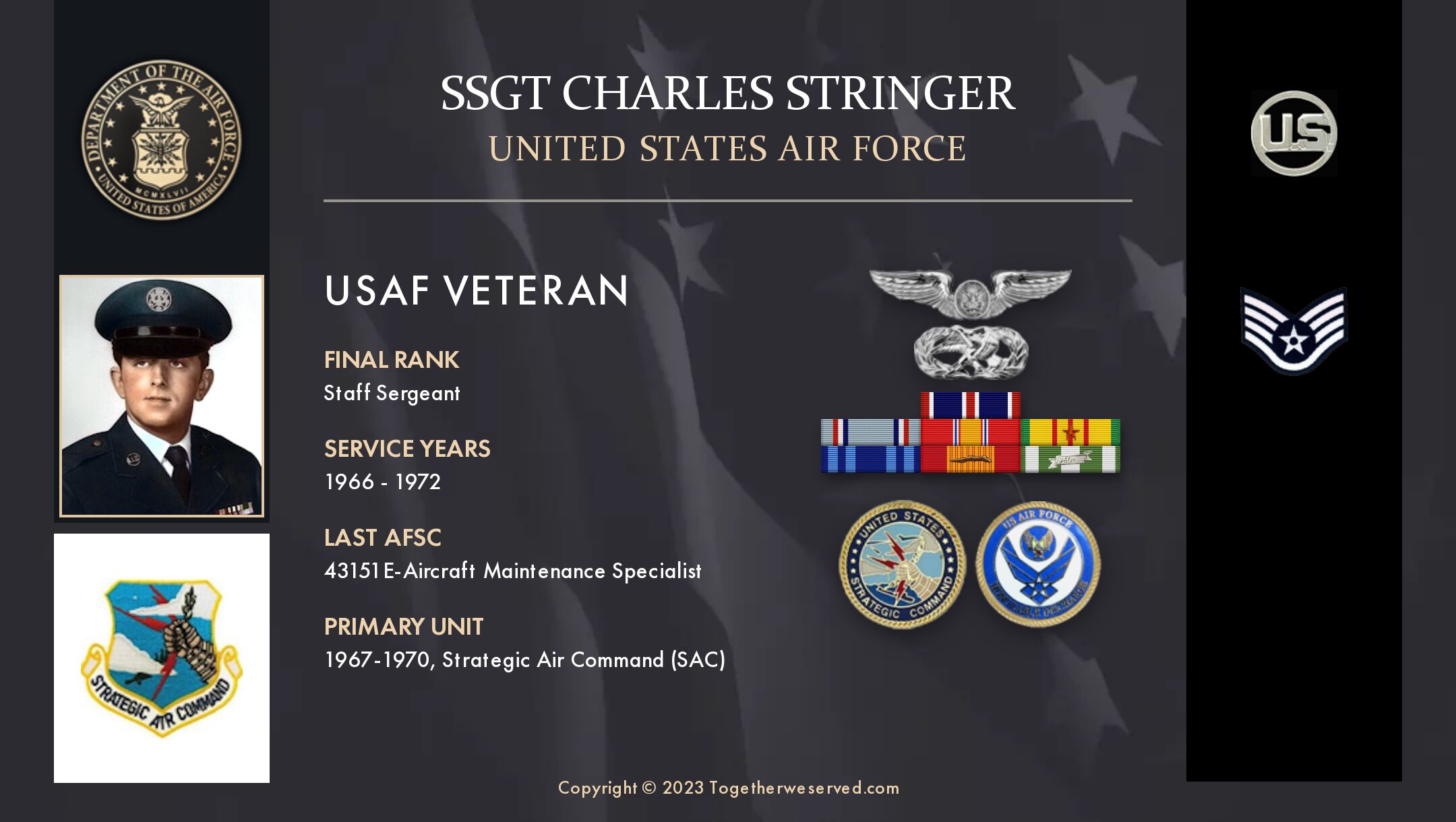 Service Reflections of SSgt Charles Stringer, U.S. Air Force (1966-1972 ...