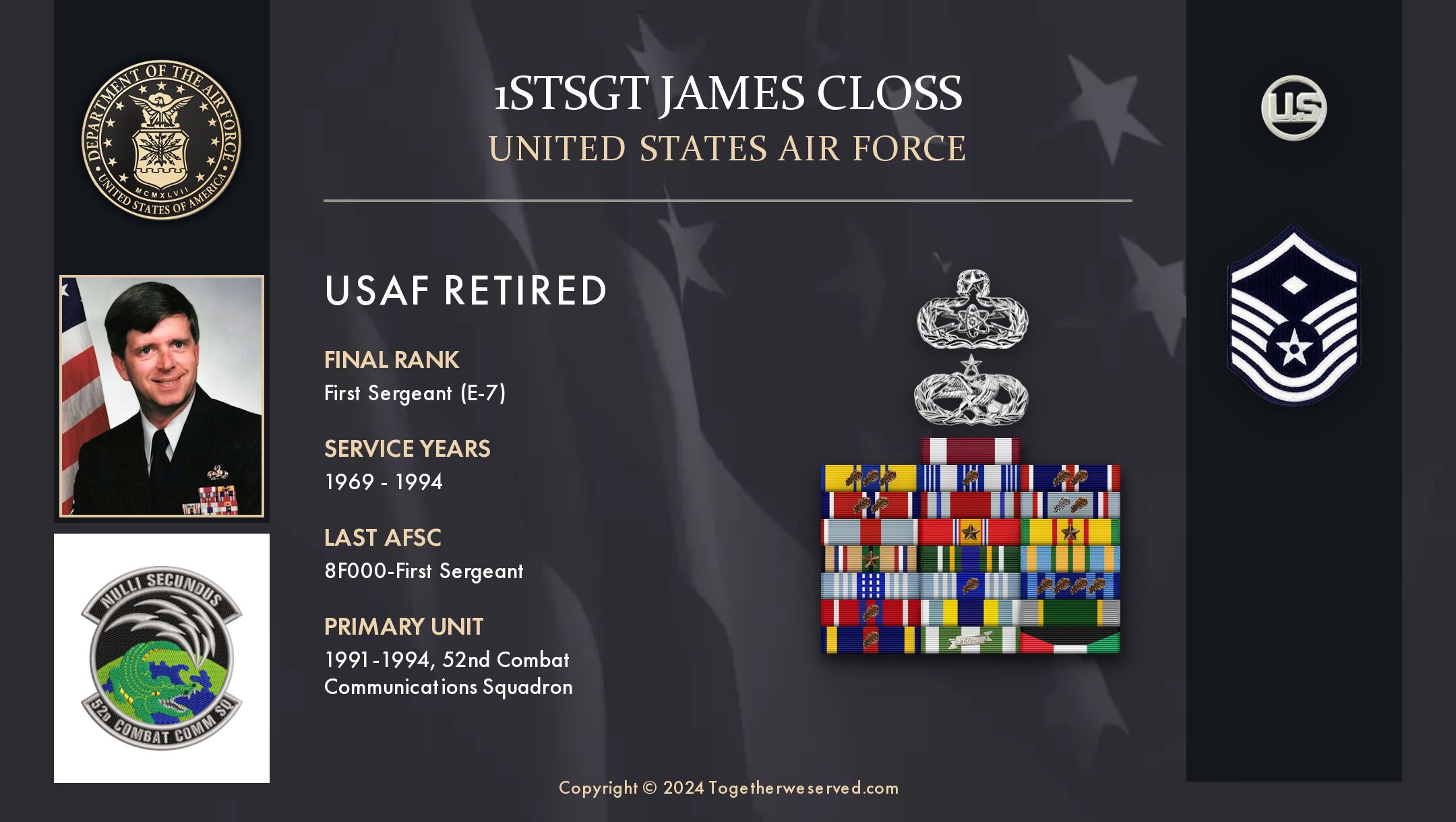 Service Reflections Of 1stsgt James Closs, U.s. Air Force (1969-1994 