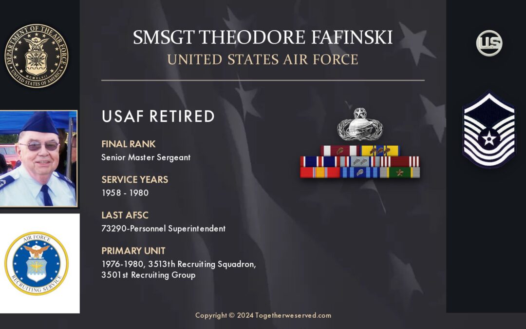 Service Reflections of SMSgt Theodore Fafinski, U.S. Air Force (1958-1980)