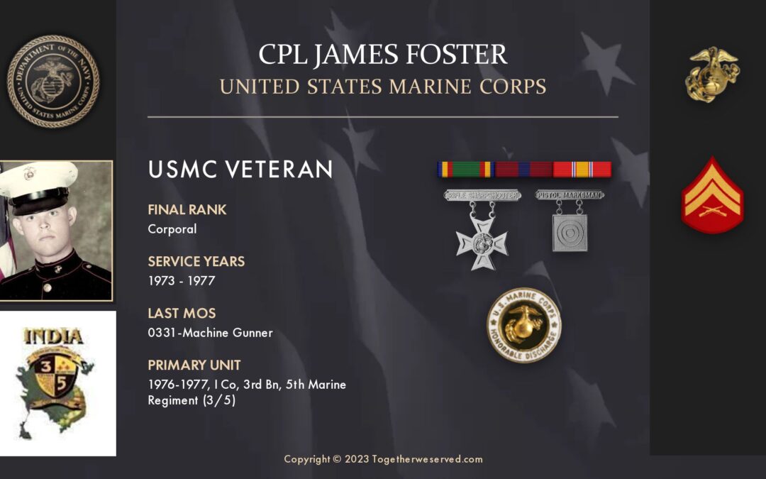Service Reflections of CPL James Foster,  U.S. Marine Corps (1973-1977)