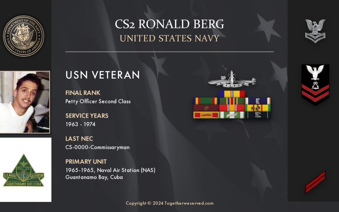 Service Reflections of CS2 Ronald Berg, U.S. Navy (1963-1974)