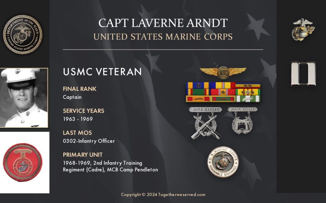 Service Reflections of CAPT LaVerne Arndt, U.S. Marine Corps (1963-1969)