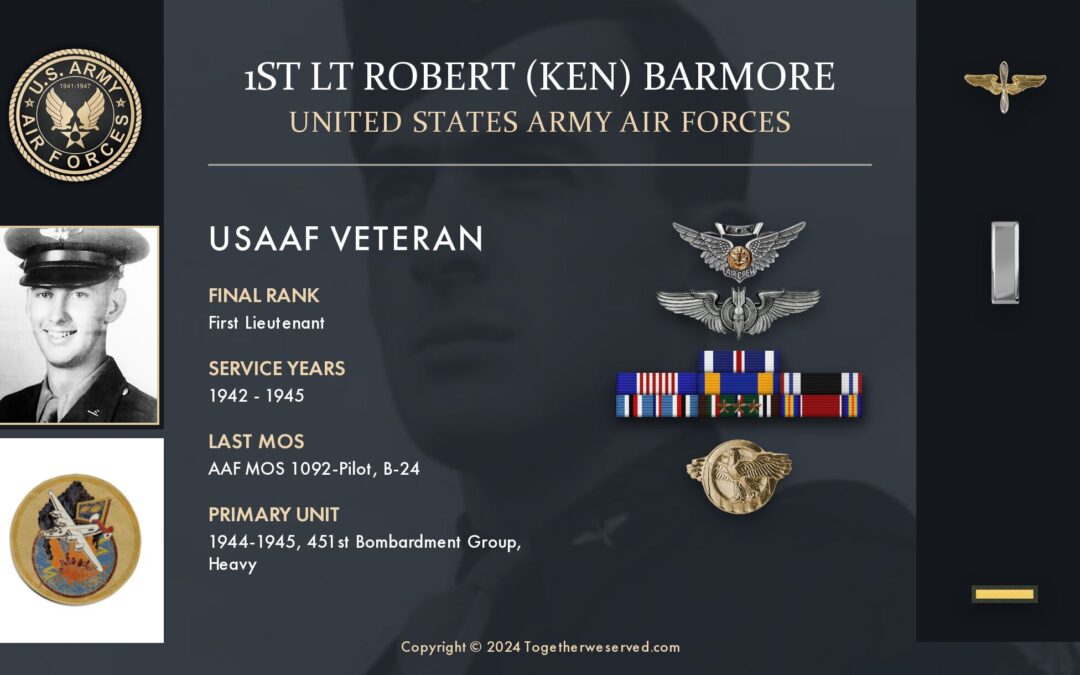 Service Reflections of 1ST LT Robert (Ken) Barmore, U.S. Air Force (1942-1945)