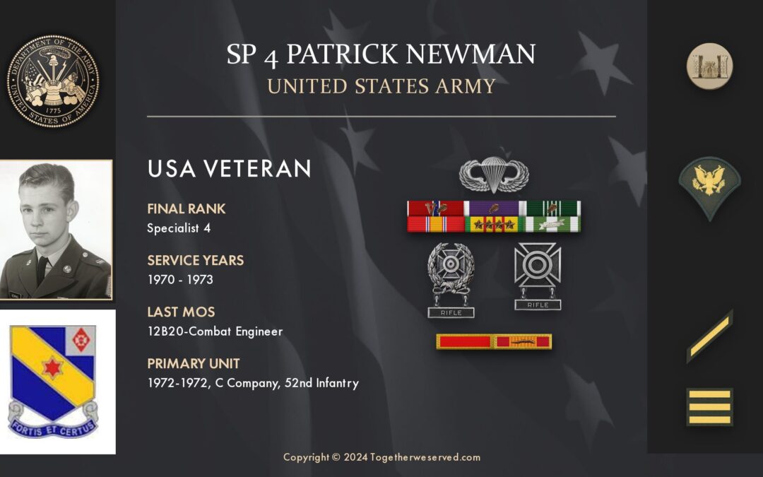 Service Reflections of SP4 Patrick Newman, U.S. Army (1970-1973)