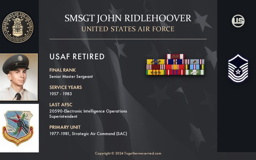 Service Reflections of SMSgt John Ridlehoover, U.S. Air Force (1957-1983)