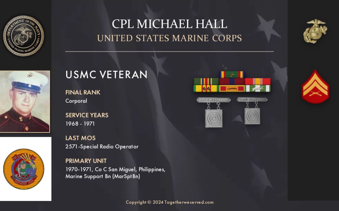 Service Reflections of CPL Michael Hall, U.S. Marine Corps (1968-1971)