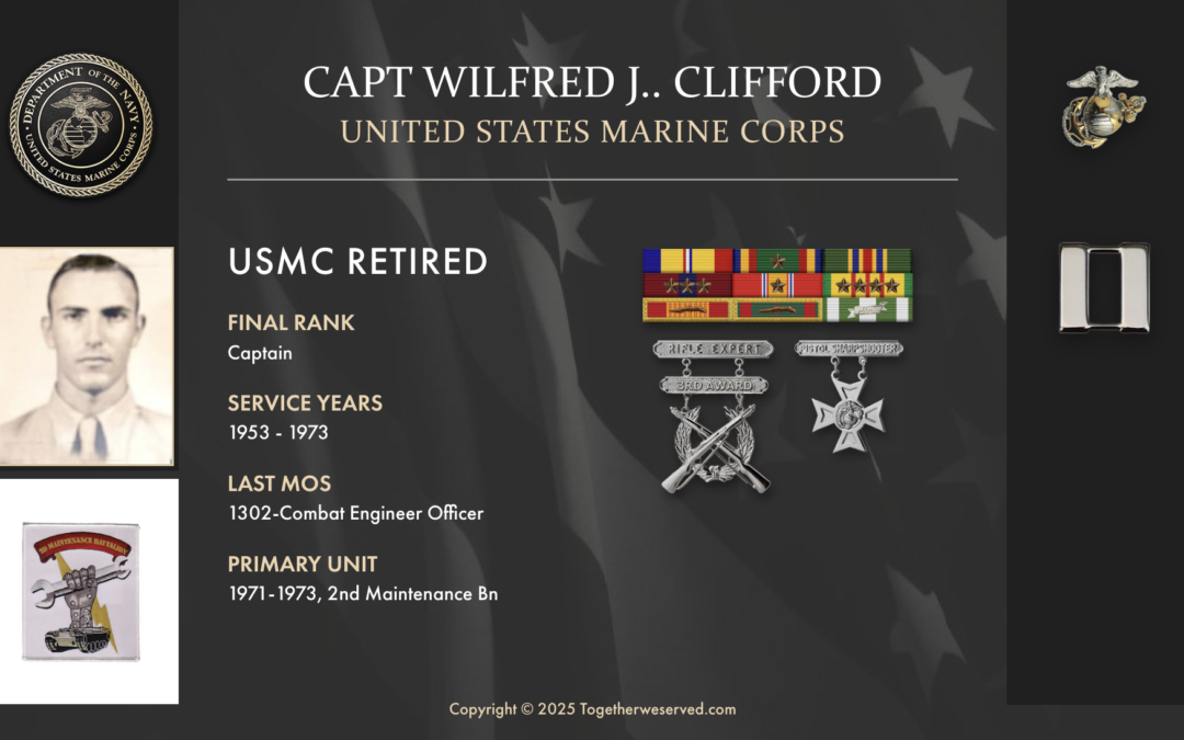 Service Reflections of Capt Wilfred J. Clifford, U.S. Marine Corps (1953 – 1973)