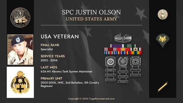 Service Reflections of SPC Justin Olson U.S. Army (2003-2006)