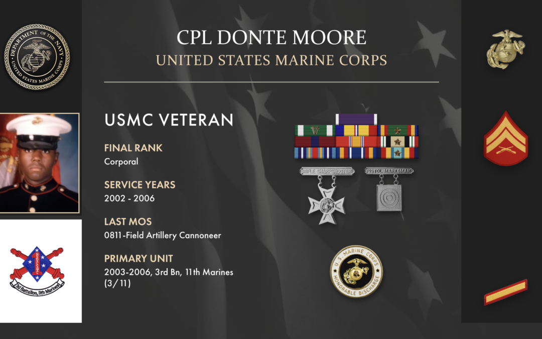 Service Reflections of Cpl Donte Moore, U.S. Marine Corps (2002-2006)