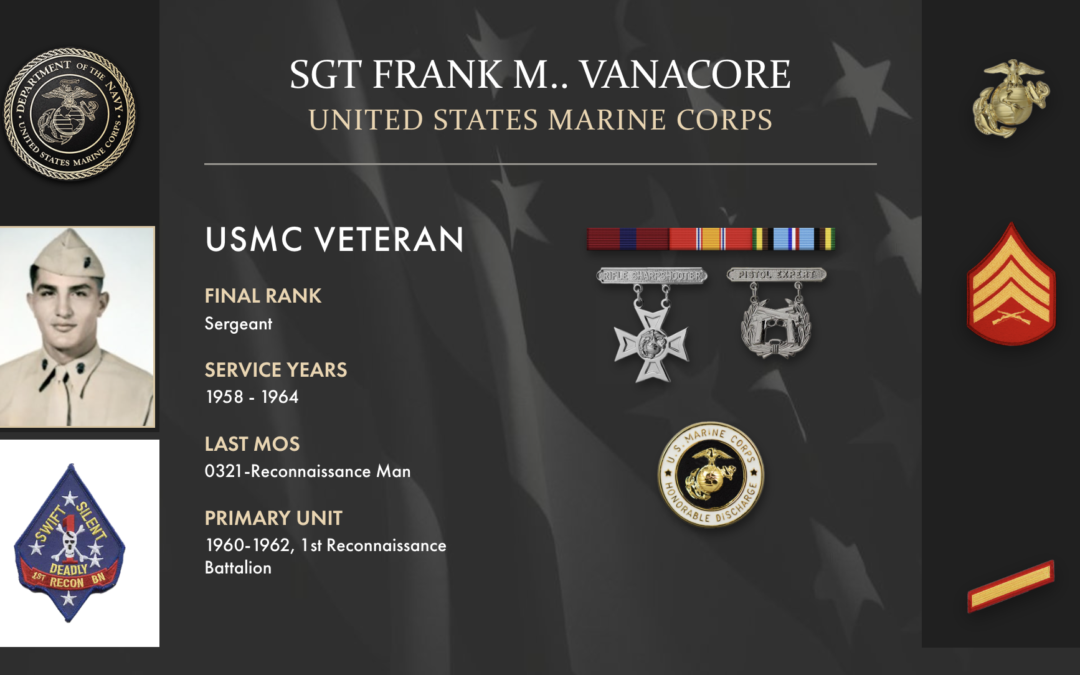 Service Reflections of Sgt Frank Vanacore , U.S. Marine Corps (1958-1964)