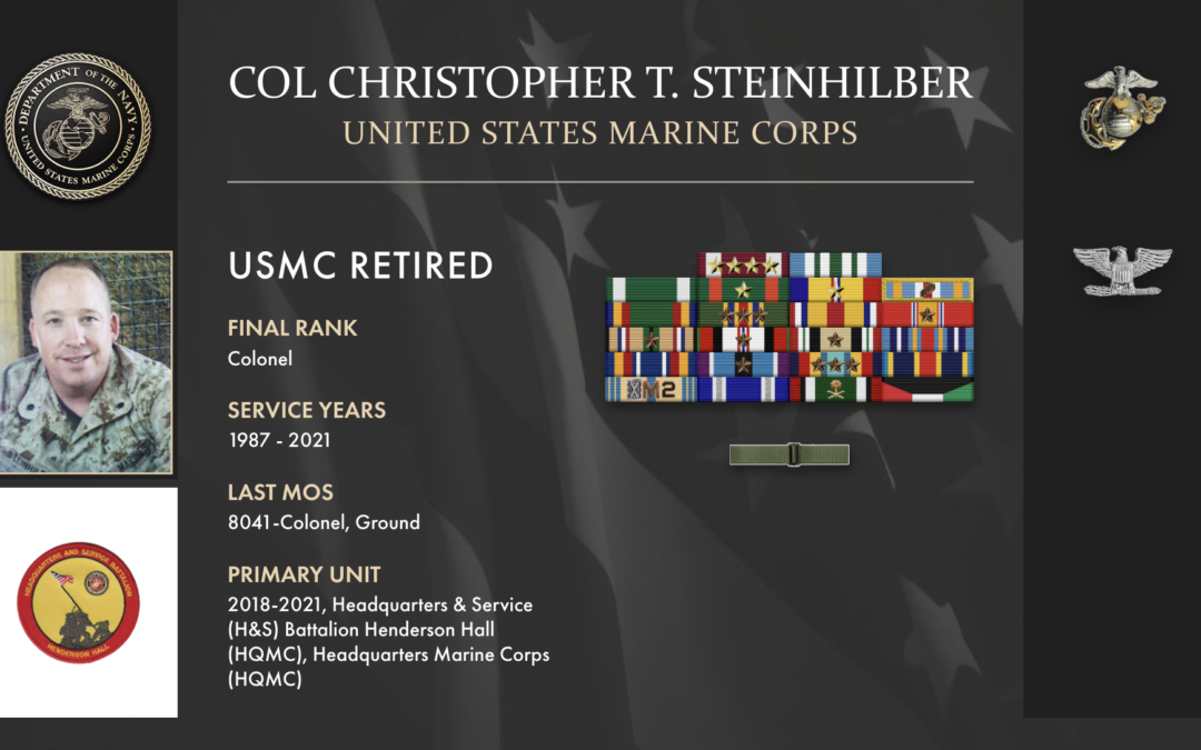 Service Reflections of Col Christopher Steinhilber, U.S. Marine Corps (1987-2021)